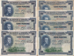 SERIE COMPLETA DE 7 BILLETES DE 100 PESETAS DEL AÑO 1925 CON TODAS LAS SERIES: SS-A-B-C-D-E-F  (BANKNOTE) - 100 Pesetas