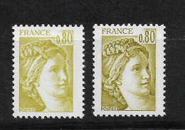 Sabine 0fr80 Jaune-olive YT 1971h : Le Jaune Très Pâle . Pas Courant , Voir Le Scan . Cote YT : 3 € . - Nuovi