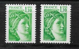 Sabine 1fr10 Vert YT 2058e : Le Vert Très Clair . Pas Courant , Voir Le Scan . Cote YT : 3 € . - Ongebruikt