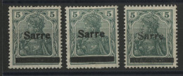 SARRE N° 4 + 4A + 4B Les Trois Tirages Du 5 Ct Neufs * (MH) Sauf Le N° 4 Neuf ** (MNH) - Neufs