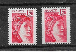 Sabine 1fr20 Rouge YT 1974 + 1974g : Le Rouge Vif Et Le "rose Pâle" . Superbe , Voir Scan . Cotes YT > 5.70 € . - Unused Stamps