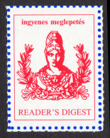 Minerva  GREEK Mythology / Reader's Digest - LABEL Vignette Trading Stamp Voucher Coupon / With Gum / 2000's Hungary - Mitología