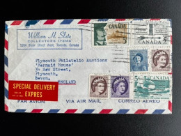 CANADA 1960 SPECIAL DELIVERY EXPRES AIR MAIL LETTER TORONTO TO PLYMOUTH 08-03-1960 - Cartas & Documentos