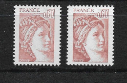 Sabine 0fr60 Brun-rose YT 2119e : Le Brun-rose Très Clair . Pas Courant , Voir Le Scan . Cote YT : 2 € . - Ongebruikt