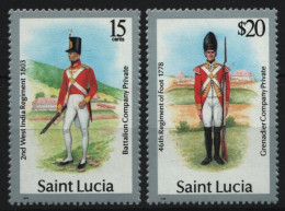 St. Lucia 1989 - Mi-Nr. 886 III & 889 III ** - MNH - Uniformen / Uniforms - St.Lucie (1979-...)
