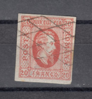 Romania 1865 Prince Cuza - 20 B. Red Vf Used (e-54) - 1858-1880 Moldavia & Principado