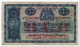 SCOTLAND,THE BRITISH LINEN BANK,1 POUND,1955,P.157d,F+ - 1 Pond