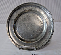 C267 Assiette TRES Ancienne En étain - Auberge - XIX Siècle - Tins