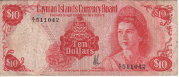 CAYMAN 10 Dollars   P7a    L. 1974    ( Queen Elizabeth II  - Beach & Palm Tree  At Back ) - Islas Caimán