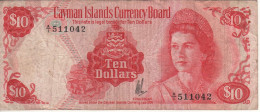 CAYMAN 10 Dollars   P7a    L. 1974    ( Queen Elizabeth II  - Beach & Palm Tree  At Back ) - Kaimaninseln