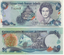 CAYMAN 1 Dollar  P21a  Dated  1998   " Queen Elizabeth II  +  Fish, Coral At Back " - Kaimaninseln
