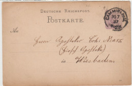 DEUTSCHLAND Brief Cammin, 30 Juli 1887 To Wiesbaden (Kamien Pomorski, Polen) - Andere & Zonder Classificatie