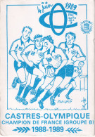 RUGBY - CASTRES - OLYMPIQUE - Championnat De France (groupe B) 1988/1989 - Rugby