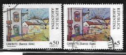 ARGENTINA - AÑO 1988 - CAMINITO Pintura - Dos Valores Emision 1988 Y 1989- Usado - Gebraucht