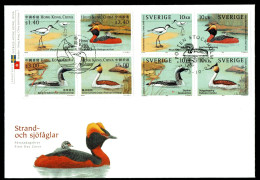 2003 Joint Sweden And Hong Kong, OFFICIAL MIXED FDC SWEDEN 4+4 Stamps: Water Birds - Joint Issues