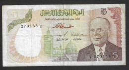 Tunisia - Banconota Circolata Da 5 Dinari P-75 - 1980 #19 - Tunisia