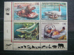 Birds Hippopotamus Reptiles # United Nations UN Geneva 2000 MNH # - Gebraucht