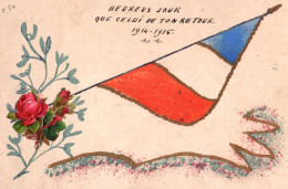 Militaria - Patriotisme - Cpa Fait à La Main - Heureux Jour Que Celui De Ton Retour - Drapeau - Ww1 Guerre 1914 1918 - Patriotic