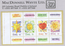 Ireland Greetings 1994 Se-tenant 30p X 4 Booklet Pane Fine Used Cds On Piece - Used Stamps