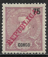 Portuguese Congo – 1911 King Carlos Overprinted REPUBLICA 75 Réis Mint Stamp - Portugiesisch-Kongo