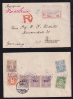 Japan 1914 Registered Cover NAGASAKI X WEIMAR Germany 5 Colour Franking - Covers & Documents