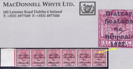 Ireland Thom Rialtas (Feb) Overprint On 6d Purple Variety 'R Over Se" Strip Of 6 - Unused Stamps