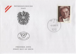 Austria Osterreich 1990 FDC Josef Friedrich Perkonig, Austrian Writer Playwright Author, Canceled In Wien - FDC