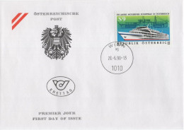 Austria Osterreich 1990 FDC 150 Jahre Moderner Schiffbau Modern Shipbuilding, Ship Ships Schiff, Canceled In Wien - FDC