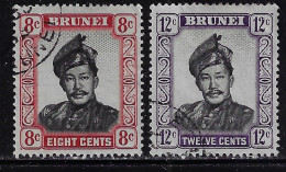 BRUNEI 1964  SULTAN OMAR ALI SAIFUDDIN SCOTT#106,108 USED - Brunei (...-1984)