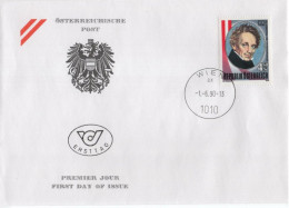 Austria Osterreich 1990 FDC Ferdinand Raimund, Austrian Actor And Dramatist, Canceled In Wien - FDC