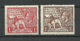 ENGLAND Great Britain 1924 Michel 166 - 167 * - Unused Stamps