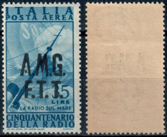 AMG-FTT 1947 POSTA AEREA L. 35 CINQUANTENARIO INVENZIONE DELLA RADIO SOPRASTAMPATO - NUOVO MNH ** - SASSONE PA11 - Posta Aerea