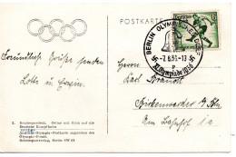 61132 - Deutsches Reich - 1936 - 6Pfg Olympia EF A AnsKte SoStpl BERLIN - OLYMPISCHES DORF ... -> Birkenwerder - Estate 1936: Berlino