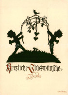 73902303 Scherenschnitt Schattenbildkarte Glueckwunsche Engeln   - Silhouettes