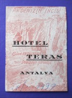 HOTEL  MOTEL OTELI OTEL TERAS ANTALYA ISTANBUL TURKEY TURQUIE DECAL STICKER LUGGAGE LABEL ETIQUETTE AUFKLEBER - Etiquetas De Hotel