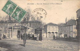 CPA 34 BEZIERS / GARE DES TRAMWAYS ET PLACE D'ESPAGNE - Beziers