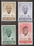 India 1948 Mahatma Gandhi Mourning 4v SET Mounted Mint, NICE COLOUR As Per Scan - Unused Stamps