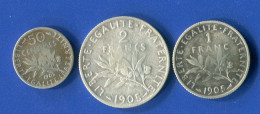 3  Pieces  Arg  1905  2 Fr + 1 Fr + 50 Cents - Altri & Non Classificati