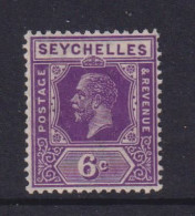 SEYCHELLES  - 1921-32  George V Wm Mult Script CA 6c Hinged Mint - Seychelles (...-1976)