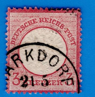 TIMBRE ALLEMAGNE EMPIRE N° 22 (YVERT) - 3 KREUZER ROSE CARMINE - GROS ECUSSON SUR AIGLE EN RELIEF - Used Stamps