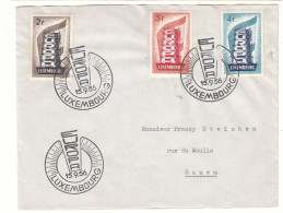 Luxembourg - Lettre FDC De 1956 - Europa 56 - Oblit Luxembourg - Exp Vers Sanem - Valeur 120 Euros - Cartas & Documentos