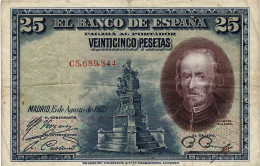 BILLET USAGE EL BANCO DE ESPANA 25 VEINTICINCO PESETAS N° E3.029.973 MADRID 15 DE AGOSTO DE 1928 PAGARA AL ESPAGNE CALDE - Other & Unclassified