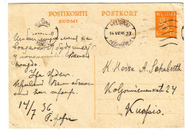 Finlande - Carte Postale De 1936 - Entier Postal - Oblit Helsinki - Exp Vers Kuopio - - Briefe U. Dokumente
