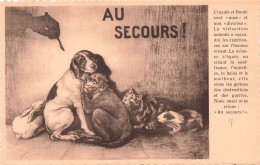 ANIMAUX & FAUNE - Au Secours - Chien - Chat - Singe - Cochon-dinde - Carte Postale Ancienne - Sonstige & Ohne Zuordnung