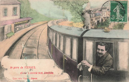FANTAISIES - Un Homme Dans Un Wagon De Train - Je Pars De Vesoul - Colorisé - Carte Postale Ancienne - Hommes
