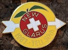 CLUB DE TIR A L'ARC - NEW GLARUS - 1987 / TELL 50TH - GLARIS - SUISSE - POMME - APPEL - APFEL - MELA - EGF -   (33) - Boogschieten