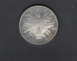 Baisse De Prix USA - Pièce 1 Dollar Argent BE Bicentenaire Du Congrès  1989S SPL/AU KM.225 - Herdenking