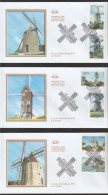 2010 " LES MOULINS " Sur 3 Enveloppes 1er Jour De France. N° YT 4485 à 4490. Parfait état. FDC à Saisir !!! - Windmills