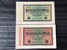 ALLEMAGNE Lot De 2 Billets De 20000 Marks 1923 Neufs - 20.000 Mark