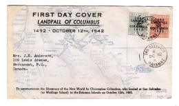 BAHAMAS SELLO SOBRECARGADO LLEGADA COLON CON MAT SAN SALVADOR 12 OCT 1942 COLUMBUS - Christoph Kolumbus